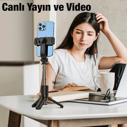HOCO K17 Bluetooth Uzaktan Kontrol Selfie Çubuğu Tripod Mini Canlı Yayın Standı-(5775)