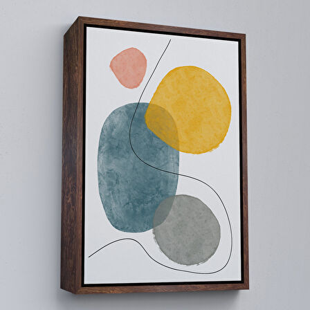 Kahverengi Çerçeveli Dairesel Soyut Tablo