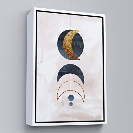 Beyaz Çerçeveli Dairesel Suluboya Soyut Tablo