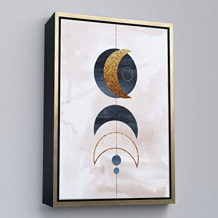 Beyaz Çerçeveli Dairesel Suluboya Soyut Tablo