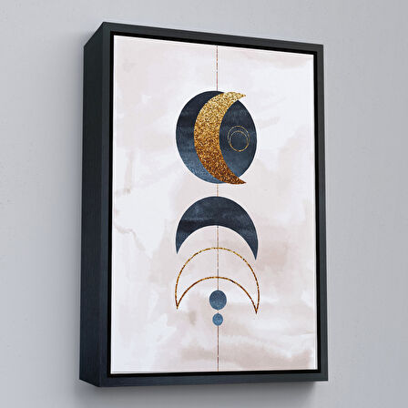 Beyaz Çerçeveli Dairesel Suluboya Soyut Tablo