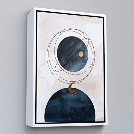 Kahverengi Çerçeveli Dairesel Suluboya Soyut Tablo