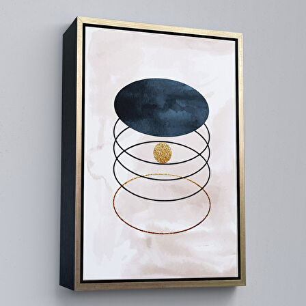 Beyaz Çerçeveli Dairesel Suluboya Soyut Tablo