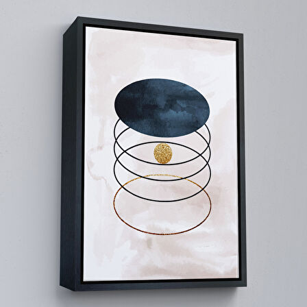 Kahverengi Çerçeveli Dairesel Suluboya Soyut Tablo