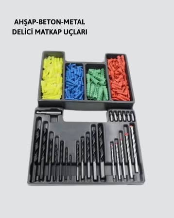 Kapsamlı Matkap Ucu Seti Organizer Kutulu Ahşap Metal Beton Delme Yeni Nesil