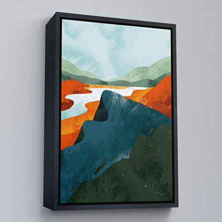 Beyaz Çerçeveli Soyut Yaz Tablosu