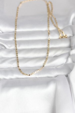 CM 14K Gold Renk Yassı Zincir Model 60 cm Kadın Kolye 5886