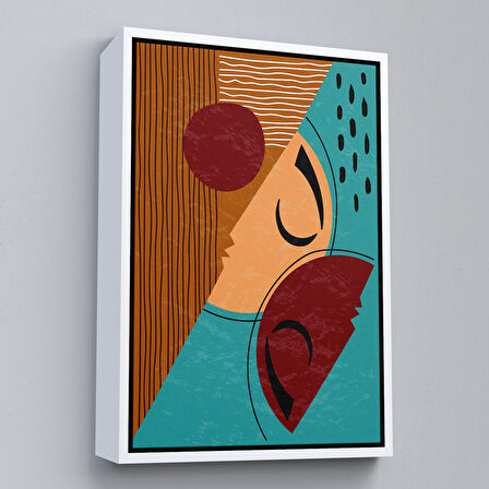 Beyaz Çerçeveli Soyut Kadın Yüzü Tablosu