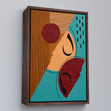 Beyaz Çerçeveli Soyut Kadın Yüzü Tablosu