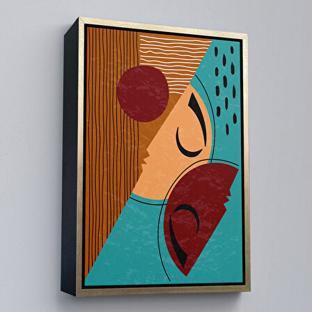 Beyaz Çerçeveli Soyut Kadın Yüzü Tablosu