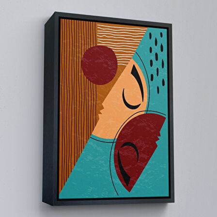 Beyaz Çerçeveli Soyut Kadın Yüzü Tablosu