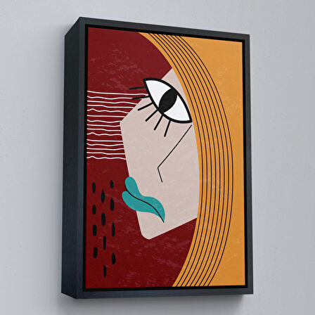 Kahverengi Çerçeveli Soyut Kadın Yüzü Tablosu