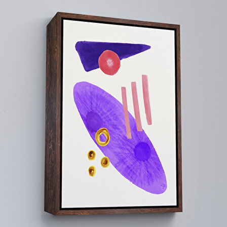 Kahverengi Çerçeveli Suluboya Görünümlü Soyut Tablo