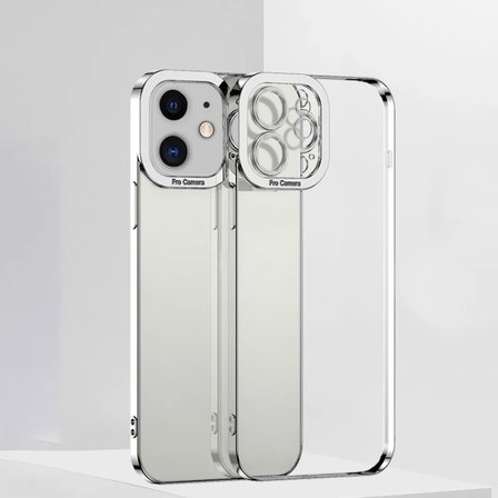 ALLY Fashion Series iPhone 12 6.1inç Kılıf Renkli Kenar Lazer Çerçeveli Silikon Kılıf-(5775)