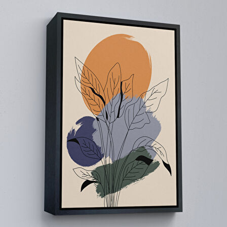 Siyah Çerçeveli Suluboya Görünümlü Soyut Tablo