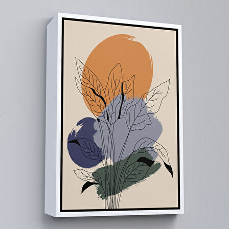 Siyah Çerçeveli Suluboya Görünümlü Soyut Tablo