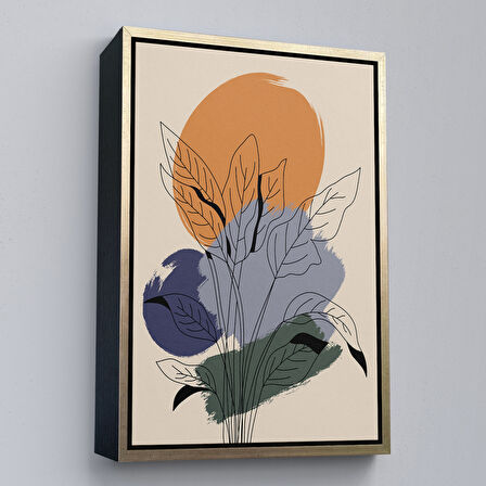 Siyah Çerçeveli Suluboya Görünümlü Soyut Tablo