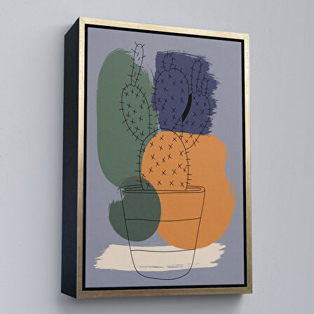 Kahverengi Çerçeveli Suluboya Görünümlü Soyut Tablo