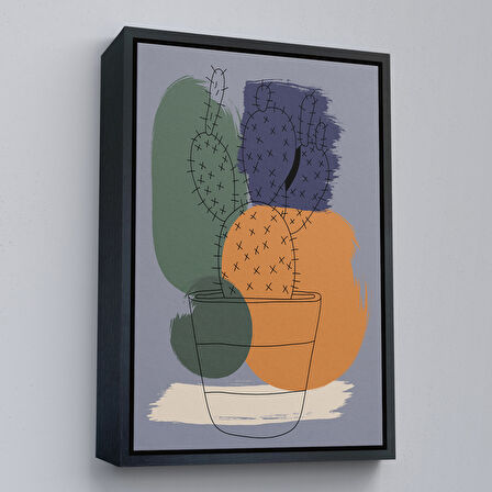 Kahverengi Çerçeveli Suluboya Görünümlü Soyut Tablo