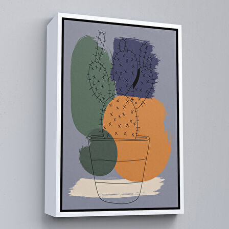 Kahverengi Çerçeveli Suluboya Görünümlü Soyut Tablo