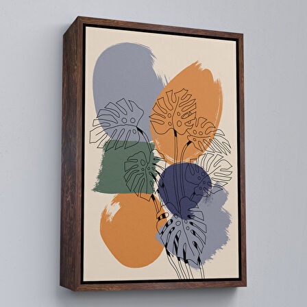 Beyaz Çerçeveli Suluboya Görünümlü Soyut Tablo