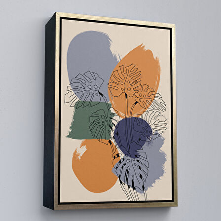 Beyaz Çerçeveli Suluboya Görünümlü Soyut Tablo