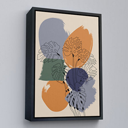 Beyaz Çerçeveli Suluboya Görünümlü Soyut Tablo