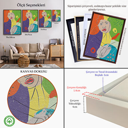 Siyah Çerçeveli Soyut KadınTablosu