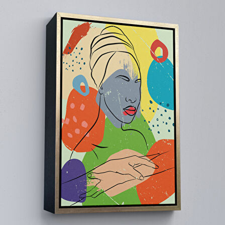 Kahverengi Çerçeveli Soyut KadınTablosu