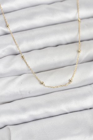 CM 14K Gold Renk Minik Top Zincirli Kadın Kolye 5886