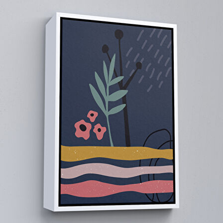 Altın Çerçeveli Soyut Yaprak Tablosu