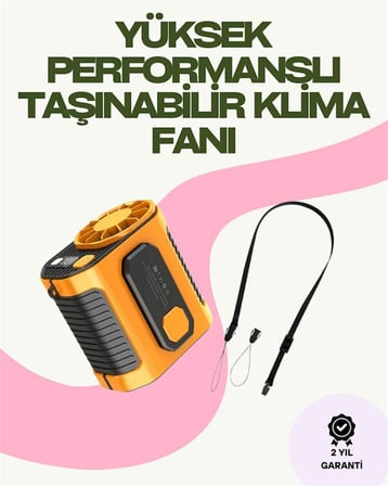 Dijital Göstergeli Turbo Taşınabilir Fan - USB Type-C 3 Serinlik Modu