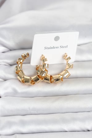 316L Çelik Gold Renk Spiral Halka Kadın Küpe 5886