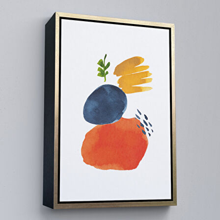 Beyaz Çerçeveli Suluboya Görünümlü Soyut Tablo