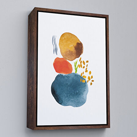 Beyaz Çerçeveli Suluboya Görünümlü Soyut Tablo