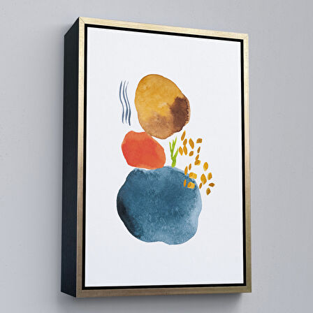 Beyaz Çerçeveli Suluboya Görünümlü Soyut Tablo