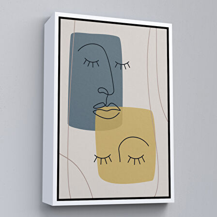 Siyah Çerçeveli Soyut Kadın Yüzü Tablosu