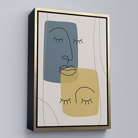 Siyah Çerçeveli Soyut Kadın Yüzü Tablosu