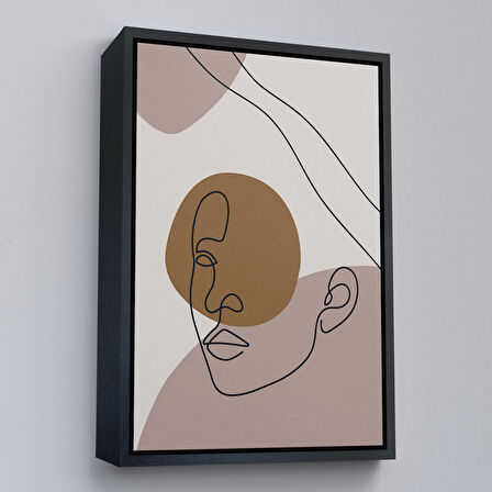 Altın Çerçeveli Soyut Kadın Yüzü Tablosu