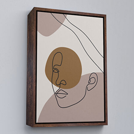 Altın Çerçeveli Soyut Kadın Yüzü Tablosu