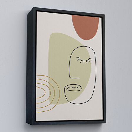 Altın Çerçeveli Soyut Kadın Yüzü Tablosu