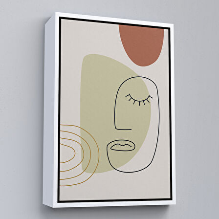 Altın Çerçeveli Soyut Kadın Yüzü Tablosu