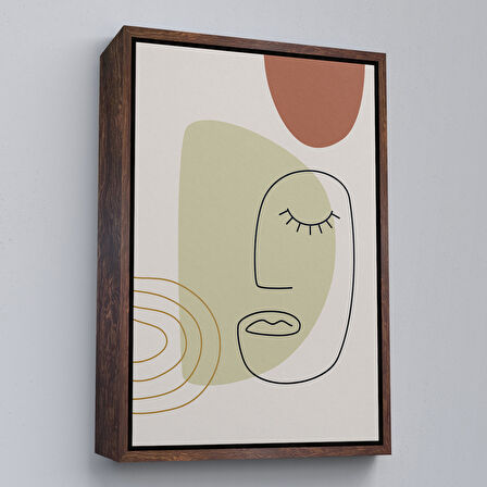 Altın Çerçeveli Soyut Kadın Yüzü Tablosu
