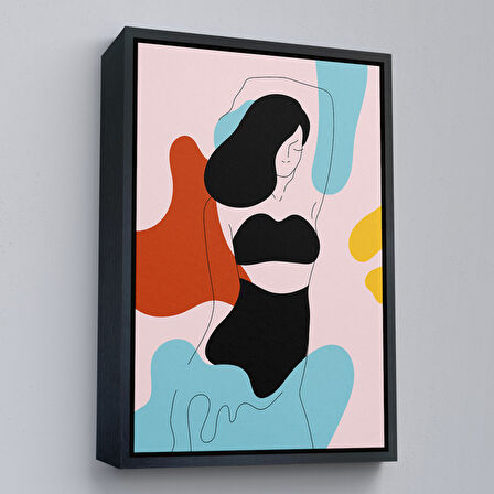 Beyaz Çerçeveli Soyut Kadın Tablosu