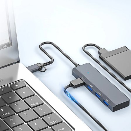 ALLY ADS-305D 4in1 USB/Type-C to 4X USB3.0 HUB Çoğaltıcı Çevirici Dönüştürücü Adaptör-(5775)