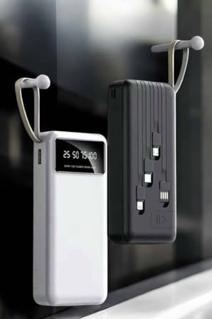 20.000 Mah Led Işıklı LCD Ekran USB Girişli Type-C Lightning Powerbank