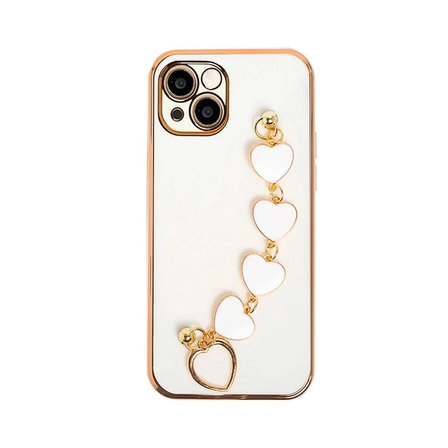 Ally iPhone 13 Mini 5.4inç Kılıf Kalp Bileklik Tutuculu Lüx Silikon Askılı Kılıf-(5775)