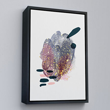 Siyah Çerçeveli Suluboya Görünümlü Soyut Tablo