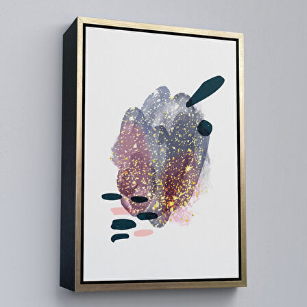 Siyah Çerçeveli Suluboya Görünümlü Soyut Tablo