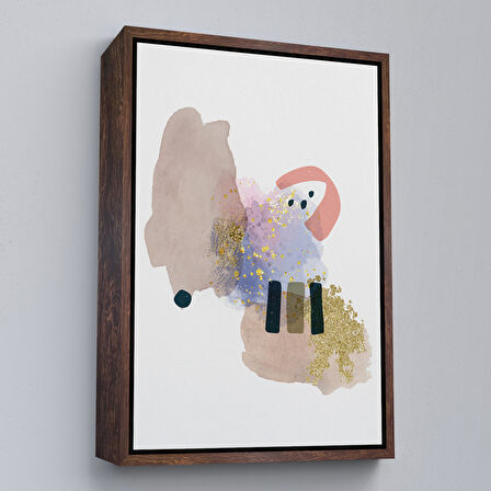 Altın Çerçeveli Suluboya Görünümlü Soyut Tablo